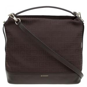 Pre Owned Givenchy Brown Canvas Large Logo Print Hobo