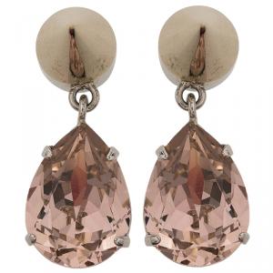 Givenchy Pink Crystal Magnetic Silver Tone Earrings