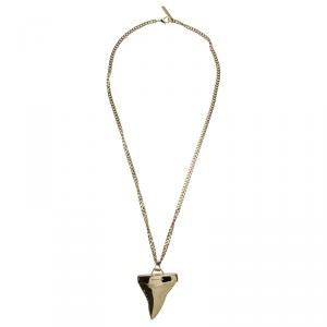 Givenchy Shark Tooth Pendant Gold Tone Chain Necklace