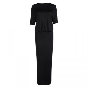 Givenchy Black Knit Drop Waist Short Sleeve Maxi Dress M