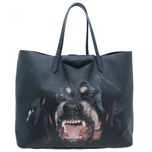 Pre Owned Givenchy Black Coated Canvas Dog Print Large Shopper Tote 