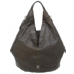 Pre Owned Givenchy Military Green Leather Medium Tinhan Hobo