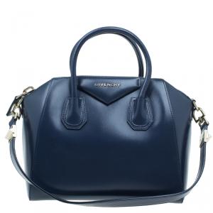 Givenchy Navy Blue Leather Small Antigona Satchel Bag