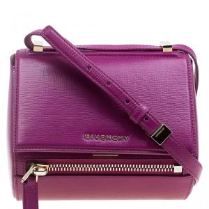 Pre Owned Givenchy Magenta Leather Mini Pandora Box Crossbody Bag