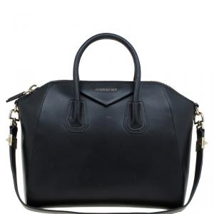 Pre Owned Givenchy Black Leather Medium Antigona Satchel