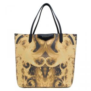Pre Owned Givenchy Black/Yellow Flame Print Coated Canvas Antigona Shopping Tote