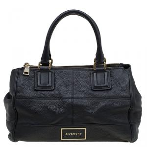 Pre Owned Givenchy Black Pebbled Leather Bugatti Satchel