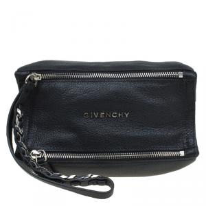 مملوكة مسبقًا Givenchy Black Leather Pandora Wristlet Clutch