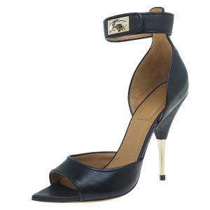 Givenchy Black Leather Sharktooth Ankle Wrap Sandals  Size 37