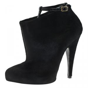 Pre Owned Givenchy Black Calf Hair Ankle Boots Size 39