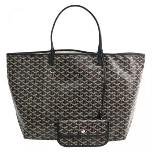 Goyard Black Chevron Coated Canvas Saint Louis GM Bag