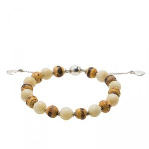 مملوكة مسبقًا Gucci Bamboo and Tagua Beaded Silver Bracelet