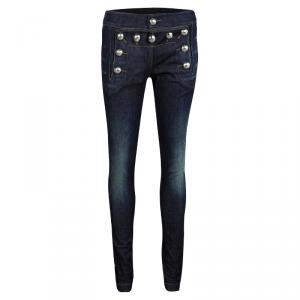 Gucci Indigo Dark Wash Denim Buttoned Panel Detail Skinny Jeans XS