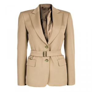 Pre Owned Gucci Beige Belted Blazer S