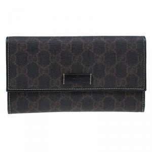 Pre Owned Gucci Brown Coated Canvas Monogram Continental Wallet