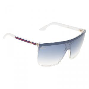 Pre Owned Gucci Blue and White GG 3554/S Shield Sunglasses