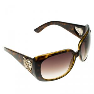 Pre Owned Gucci Brown Tortoise GG 3057/S Heart Crest Rectangle Sunglasses