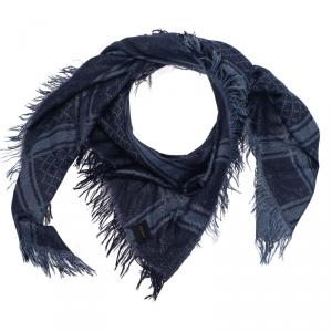 مملوكة مسبقًا Gucci Metallic Grey Guccissima Wool Shawl