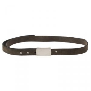 مملوكة مسبقًا حزام غوتشي سكيني سويدي رمادي بلوحة بالشعار 75 سم