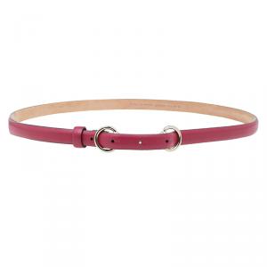 مملوكة مسبقًا Gucci Red Leather Horsebit Skinny Belt 85CM