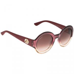 Pre Owned Gucci Burgundy GG 3788/S Round Sunglasses