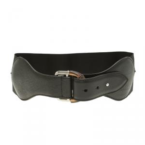 Pre Owned Gucci Black Elastic and Leather Bamboo Corset Belt 65 CM