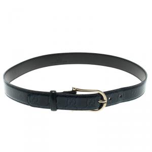 Pre Owned Gucci Emerald Green Guccissima Patent Leather Belt 85 CM