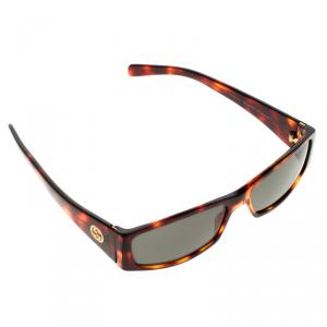 Pre Owned Gucci Brown Tortoise GG 2523/S GG Rectangular Sunglasses