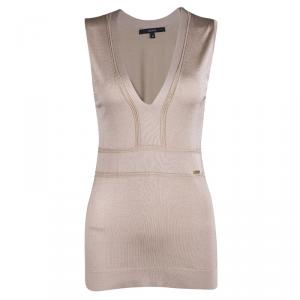 Gucci Pale Pink Perforated Knit Sleeveless Top M