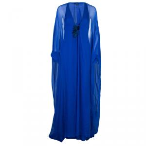 Pre Owned Gucci Blue Embellished Long Kaftan S