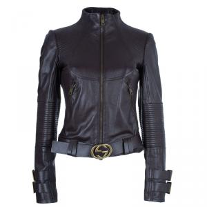 Pre Owned Gucci Brown Leather Jacket S