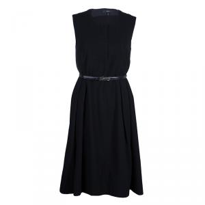 Gucci Black Belted A Line Dress L