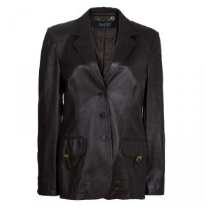 Pre Owned Gucci Brown Leather Jacket L