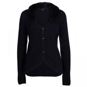Pre Owned Gucci Black Wool Fur Cardigan XL