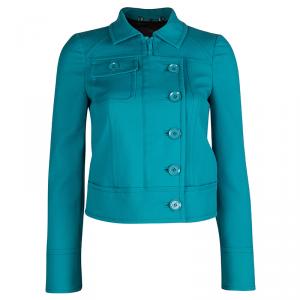 Gucci Turquoise Blue Zip Front Short Jacket S