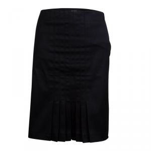 Gucci Black Cotton Stitched Down Pleated Panel Midi Skirt M