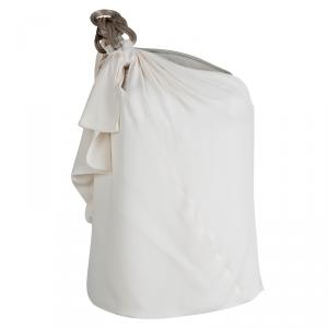 Gucci Cream Silk Chain Detail One Shoulder Top M