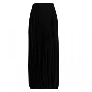 Gucci Black Pleated Silk Maxi Skirt S