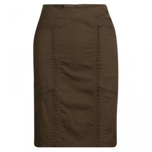 Gucci Brown Cotton Paneled Slit Detail Skirt M