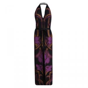 Gucci Multicolor Patterned Jacquard Belted Halter Maxi Dress S