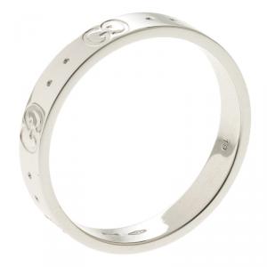 Gucci Icon White Gold Band Ring Size 59
