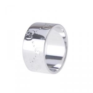 Gucci Icon White Gold Band Ring Size 57