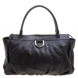 Pre Owned Gucci Dark Brown Leather D Ring Tote