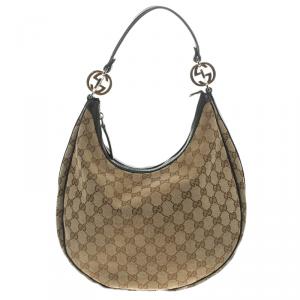 Pre Owned حقيبة غوتشي توينز كانفاس GG بيج/أسود متوسطة