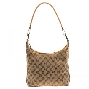 Pre Owned حقيبة غوتشي فينتدج كانفاس GG بيج/بني فاتح صغيرة