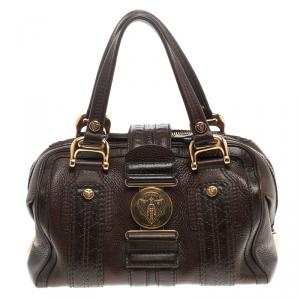 Pre Owned Gucci Dark Brown Guccissima Leather Aviatrix Boston Bag