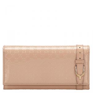Gucci Blush Pink Patent Microguccissima Leather Continental Wallet