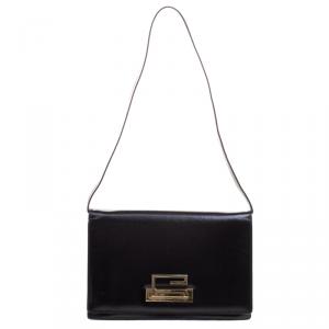 مملوكة مسبقًا Gucci Black Leather Vintage Flap Shoulder Bag
