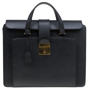 Gucci Black Leather Vintage Document Briefcase