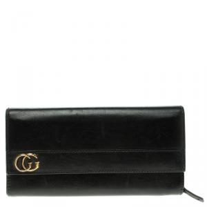 Gucci Black Leather GG Continental Wallet 
